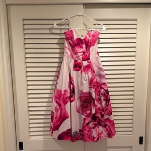 ASOS Strapless Dress with Pink Floral Design